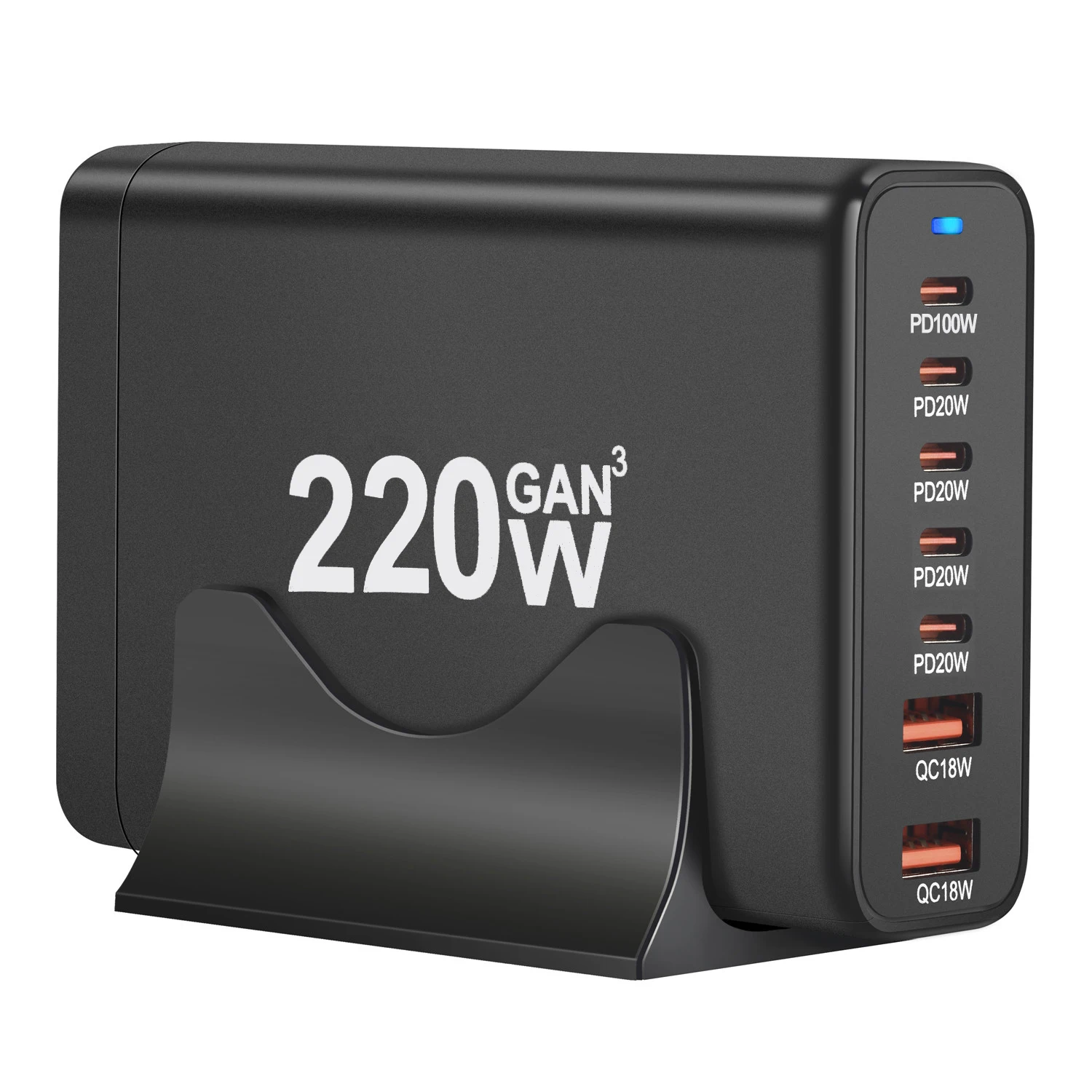 Deepartner 신제품 220W GaN 데스크탑 충전기, 7 포트 USB C 타입 PD 충전기, 고속 충전 3.0, 모바일 USB 충전기