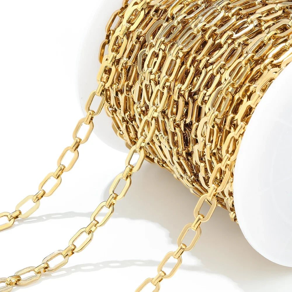 

1 метр нержавеющая сталь, не выцветает, Золотая квадратная цепочка для DIY, ожерелье в стиле панк, браслет, хип-хоп, изготовление ювелирных изделий, цепочки, поставки