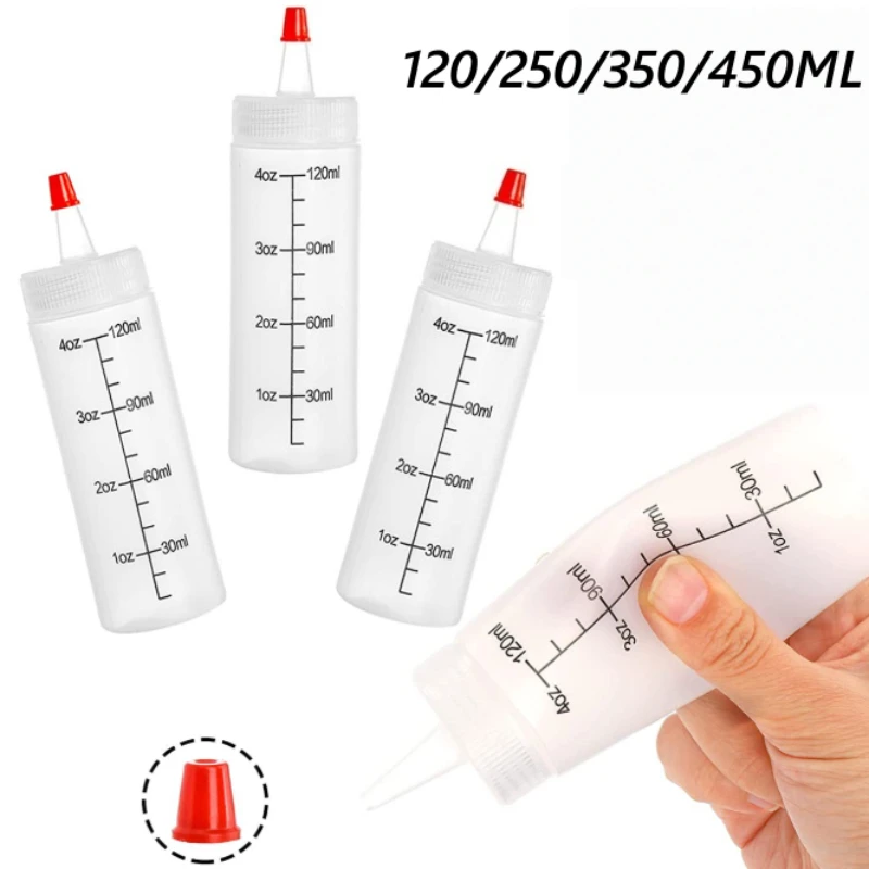 Bouteille à presser en plastique à nez d'aiguille de 120 à 450ML, 2 pièces, conteneur de stockage de cosmétiques, bouteille vide compressible avec étanche