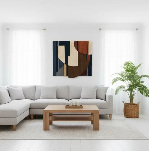 #￥Irregular Art Abstract Bohemian Style Hand-Woven Cotton Macrame Easter Mural Wall Hanging