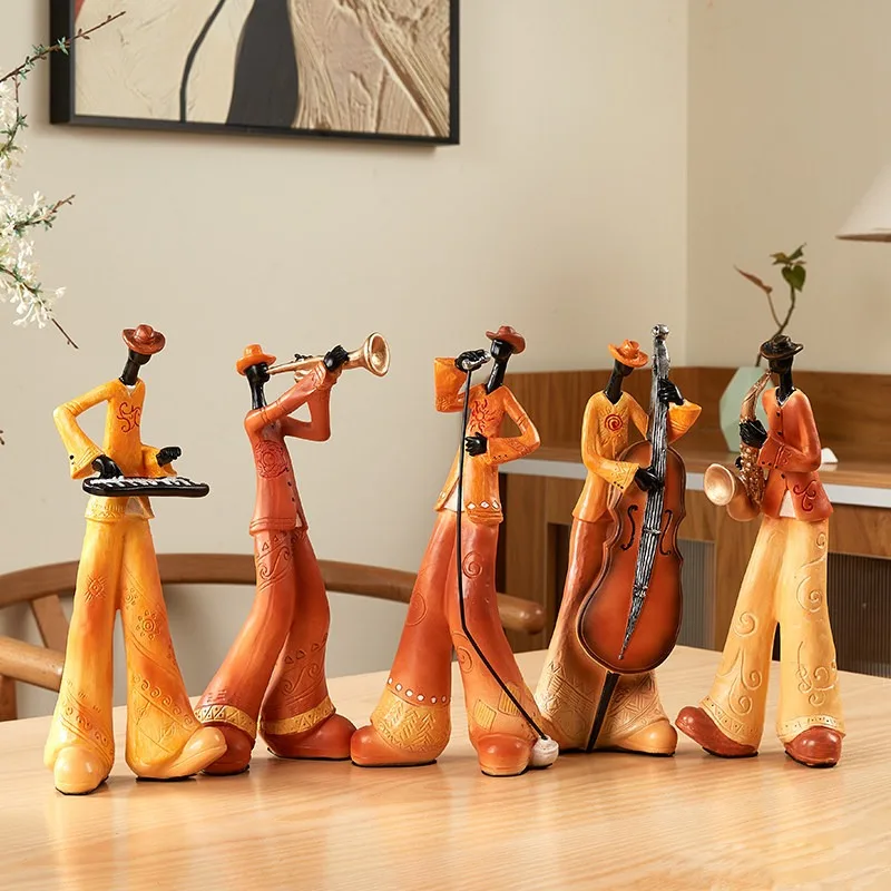 Vintage Orange Band Character Ornament Miniature Figurines High end Art and Decorative Crafts Home Decor Accessories
