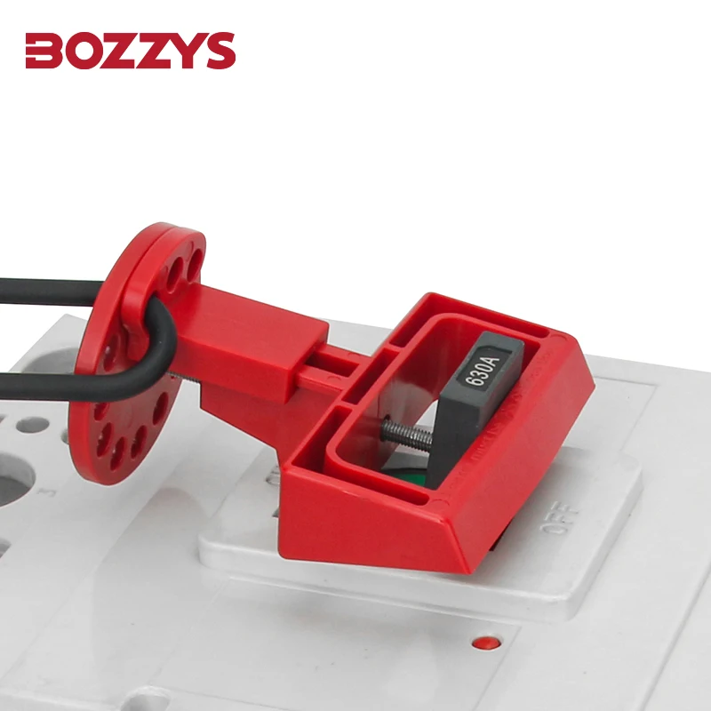 BOZZYS Red Medium Circuit Breaker Lockout Device with Locking Screw for Electrical Lockout-Tagout