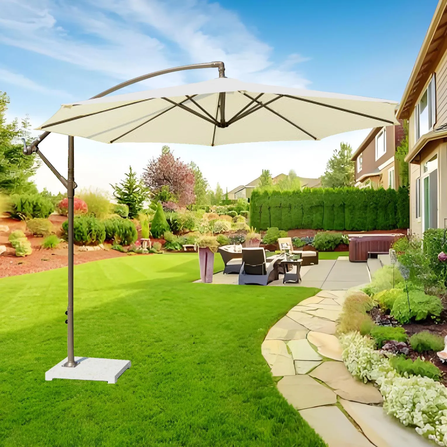 

10FT Easy Install Outdoor Big Size Waterproof Umbrella Garden Sun Umbrella Parasol Sunshade Patio Umbrella for Restaurant Cafe