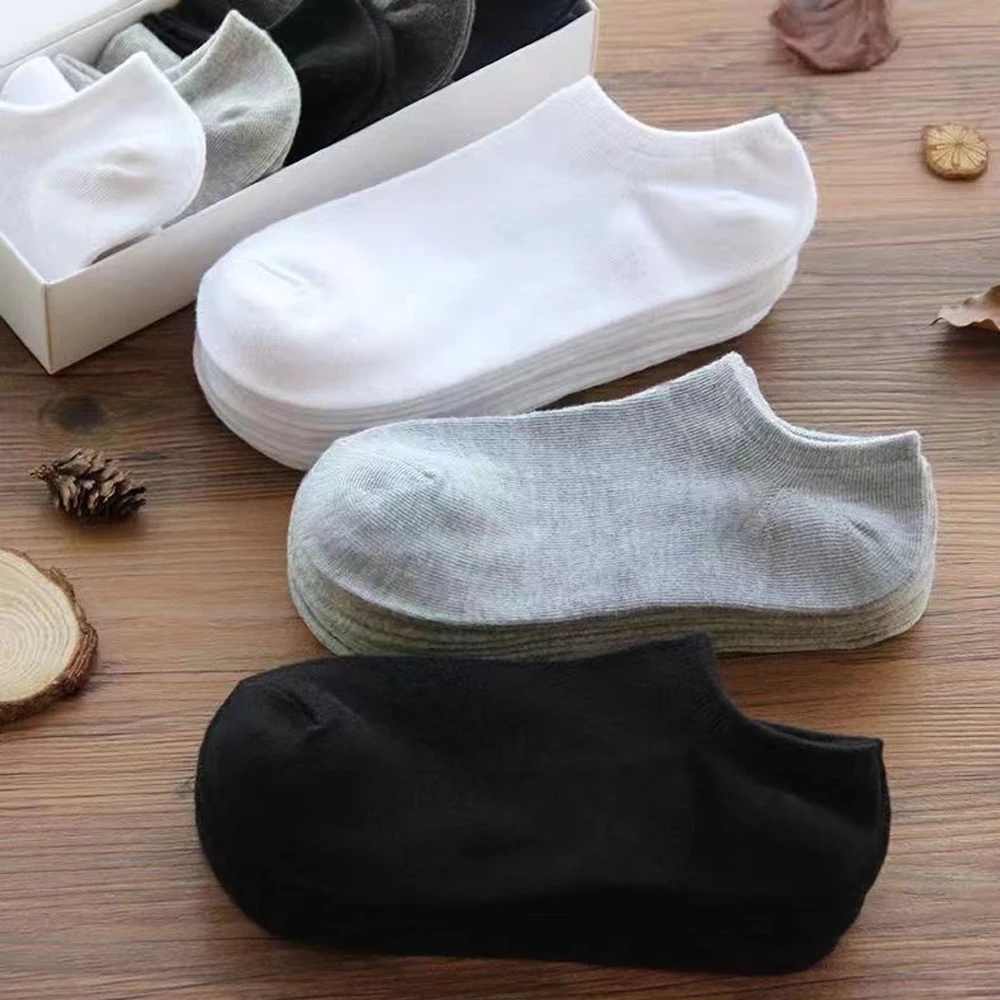 5Pair / Lot Fashion Happy Men Boat Socks Summer Autumn Non-slip Silicone Invisible Cotton Socks Male Ankle Sock Slippers Meia