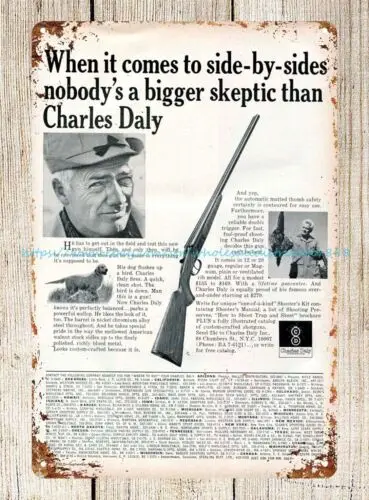 1965 Charles Daly Shotgun Advertisement hunting metal tin sign a plaque