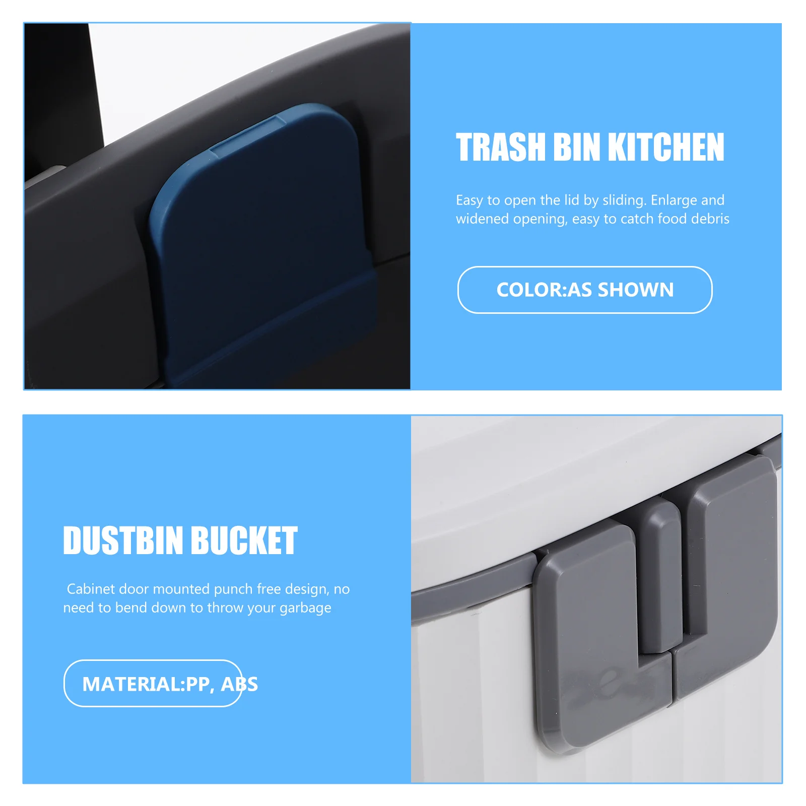 

7L Automatic Sealing Trash Can Pull Lid Kitchen Garbage Bin Cabinet Mounted No Punch Installation Smooth Spring