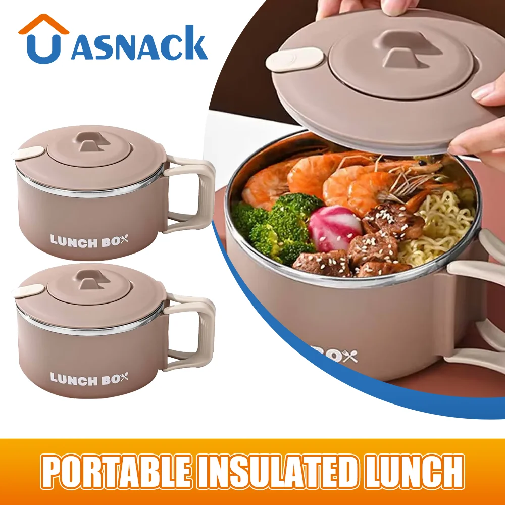 

Portable Insulated Lunch Box Microwaveable Lunch Box with Lid Stainless Steel Bowl for Lunch Outdoor Traveling Box