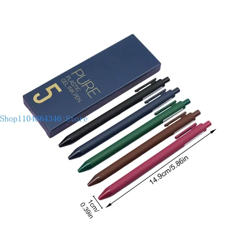 5asd 5PCS Retractable Gel Pen 0.5MM Tip Black Inks for Writing Journaling Note Taking