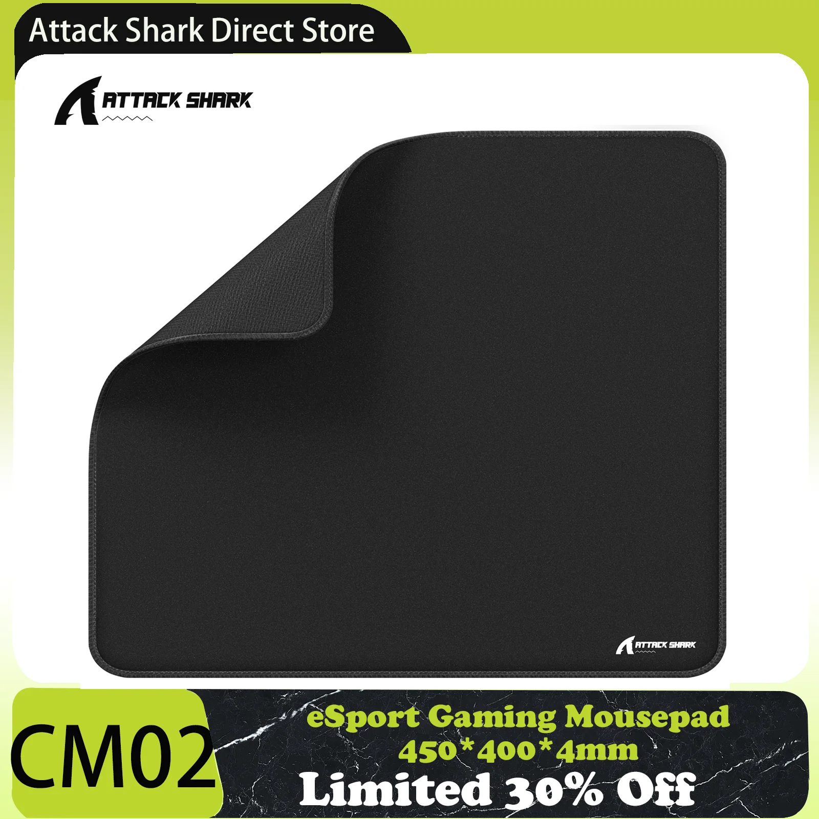 Attack Shark Large eSport Gaming Mousepad, Textured Smooth Surface, Non-slip Rubber Base, Anti-Fray Edge Stitching, 450x400x4mm