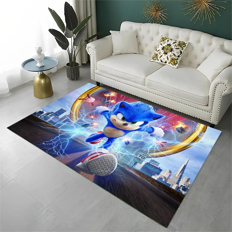 HD Retro Game S-Sonic Cartoon Non-Slip Area Rug for Living Room Bedroom Playroom,Decorative Carpet Floor Mat Home Decor Holiday