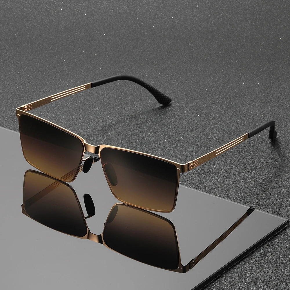 1 قطعة النظارات الشمسية المعدنية المربعة للرجال التدرج أنيق في الهواء الطلق النظارات #3