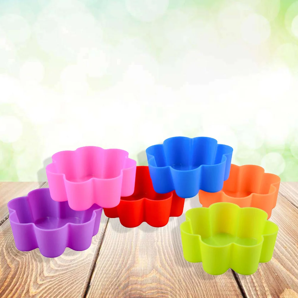 

6 Pcs Reusable Silicone Mold Muffin Cup Liner Pudding Cupcake Liners Baking Cups