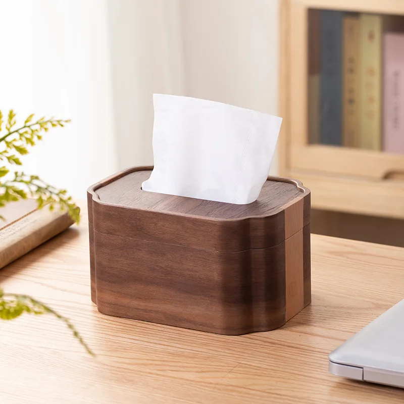 

Walnut Tissue Box Creative Solid Wood Storage Box Light Luxury Wooden Living Room Table Tissue Case Desktop Napkin Holder