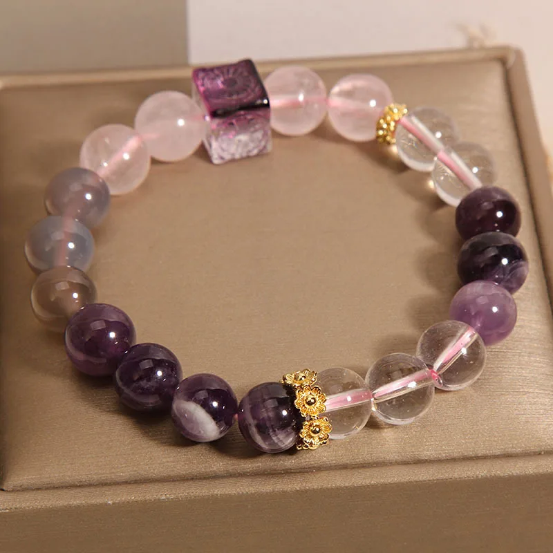 

Браслет из натурального аметиста для женщин, полностью ручной работы - Nine Purple Fire Bracelet