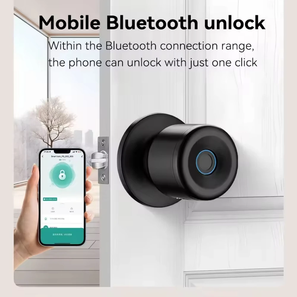 Biometric Intelligent Fingerprint Knobs Lock Tuya App Control Smart Door Lock for Home Security