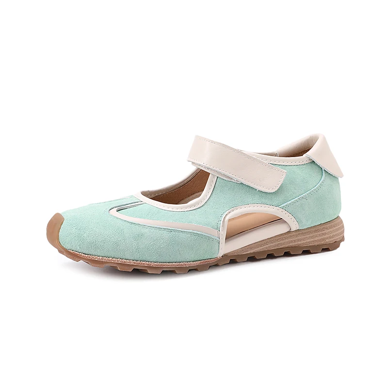 

Женские кроссовки Holl ow, новая трендовая повседневная обувь из натуральной замши из натуральной кожи в стиле пэчворк, резиновая подошва на плоской подошве с круглым носком, весна-лето