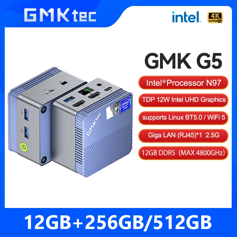 GMKtec Mini PC GMK G5 Blu NUCBOX Sistema Intel N97 Finestra 11Pro DDR5 4800MHz WIFI 5 BT 5.0 GMKtec Mini Pc