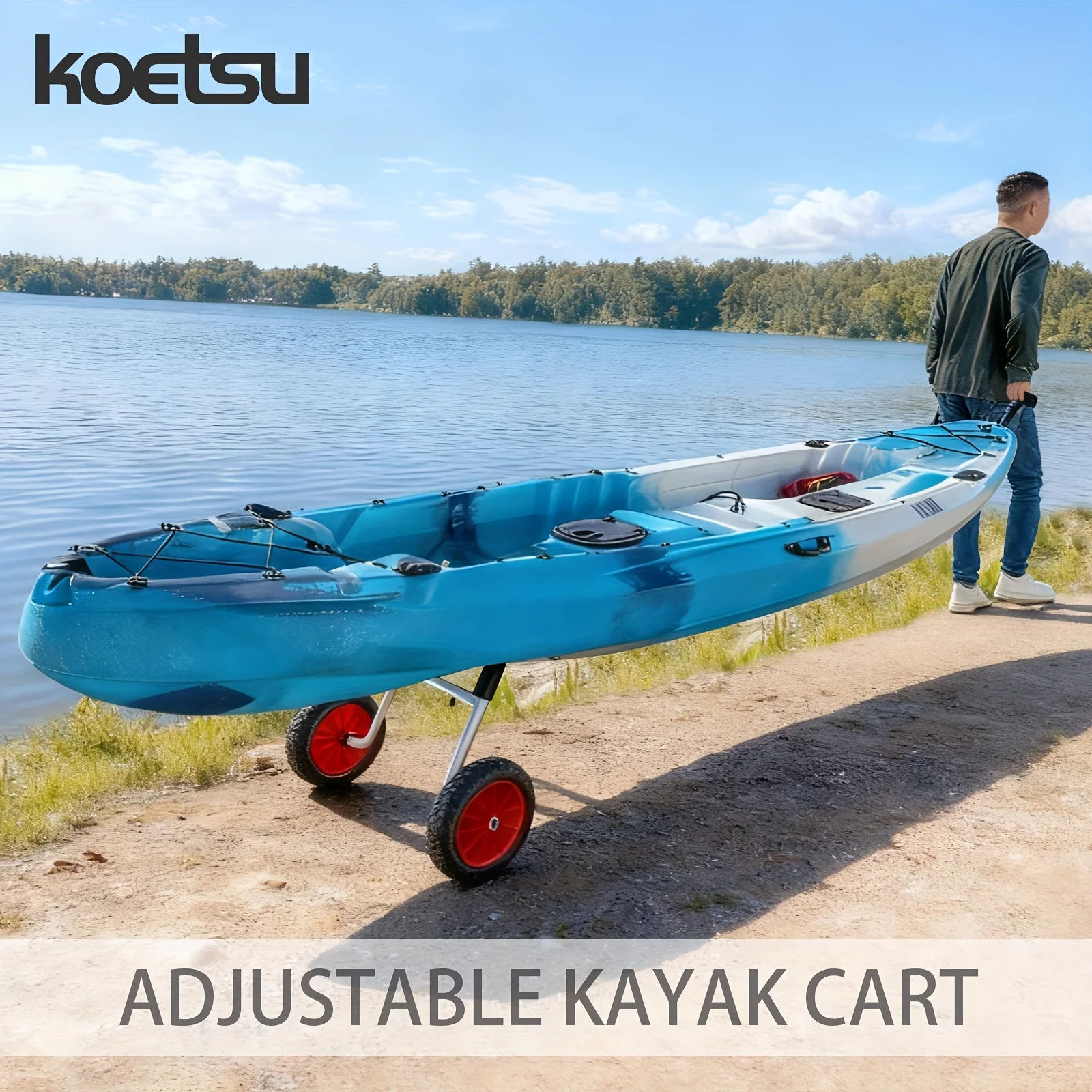 

Регулируемая ширина тележки KOETSU, регулируемая, подходит для различных ширинок для каяков, каноэ SUP, рама из алюминиевого сплава, пенопластовые колеса из полиуретана