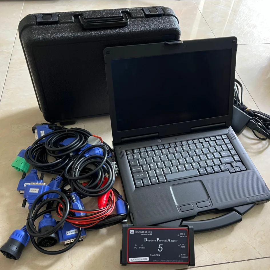 Dpa5 Protocol Adapter 5 Heavy Duty Truck Diagnosis Full Cable Software Installed CF53 Laptop i5 cpu 8gb ram full set