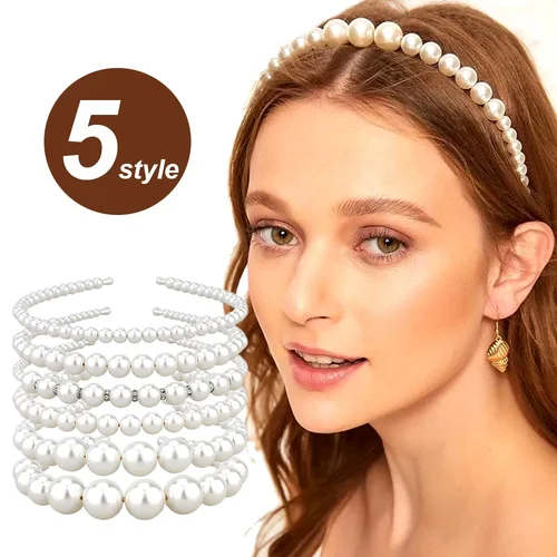 Diademas de perlas con diamantes de imitación para mujer y niña, accesorios para el cabello, Aro para el pelo nupcial, fiesta y boda