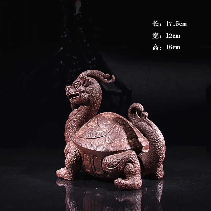 Yixing Purple Sand Fine Tea Carve Handmade Supportable Purple Sand Dragon Turtle Xuanwu Decoration Tea Tray Tea Ceremony Creativ