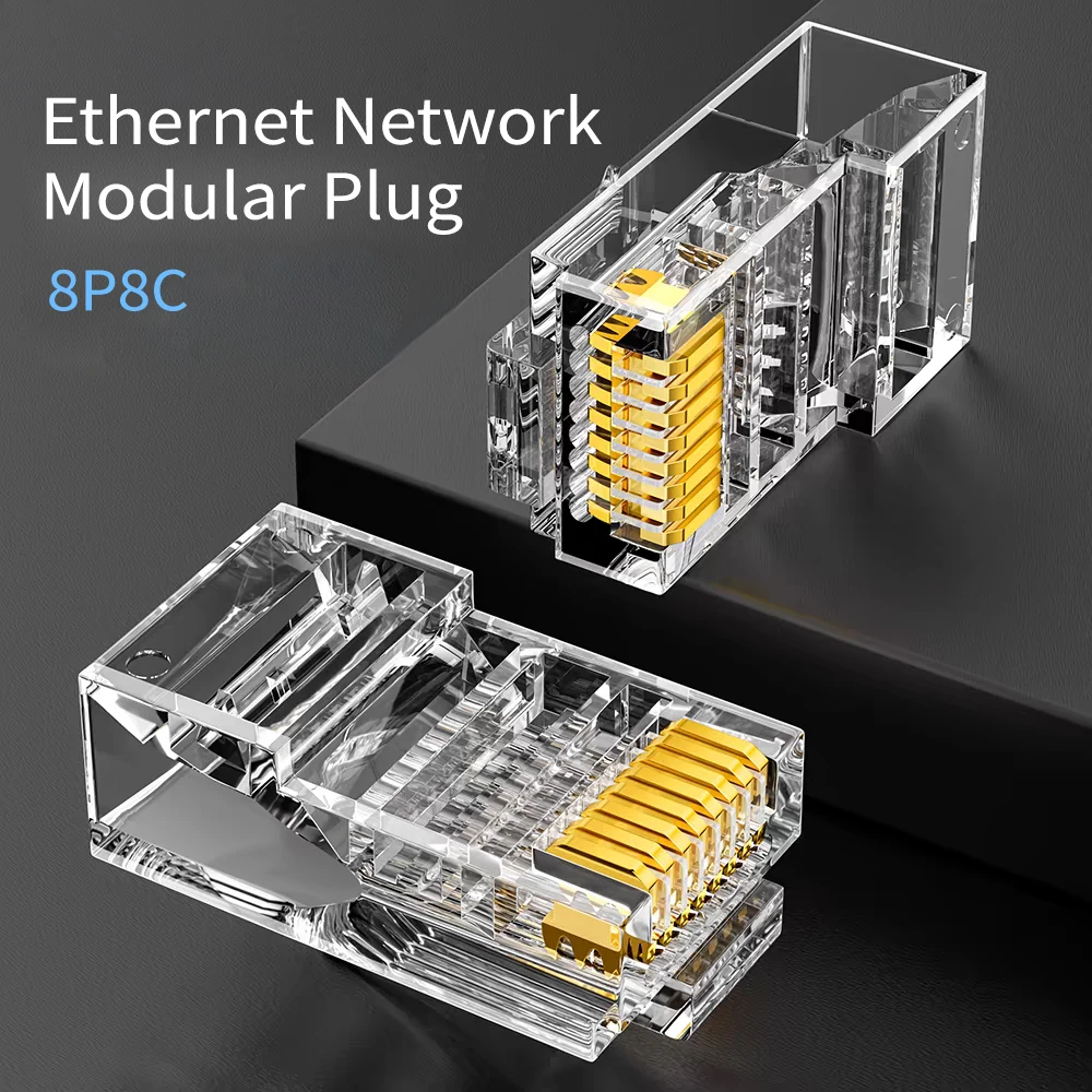 100Pcs RJ45 Cat6/Cat5e Connectors Crystal End 8P8C Crimp UTP Standard Ethernet Network Modular Plug