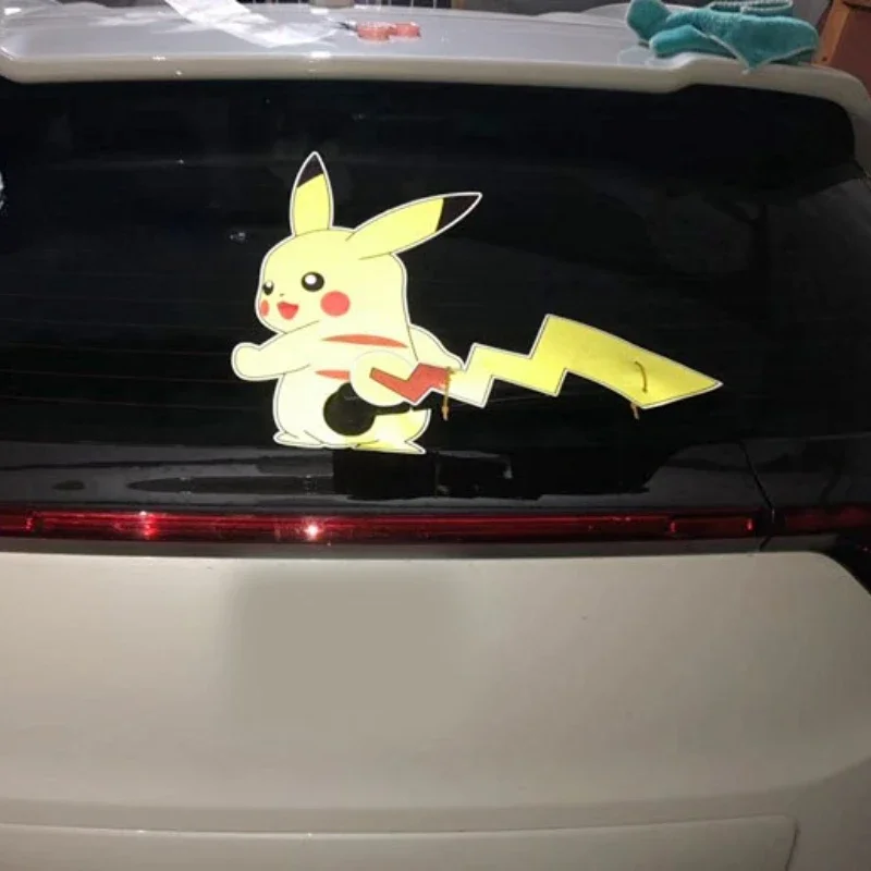 Pokemon Reflective Wiper Sticker Wagging Tail Pikachu Modified Rear Window Decoration Car Sticker Children\'s Toy Birthday Gift