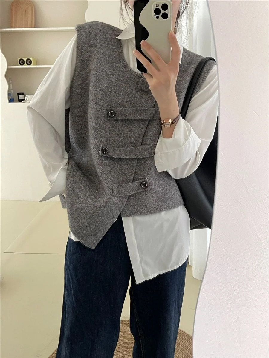 

Spring/Autumn Japanese Fashion High end Irregular Women's Tank Top Y2K Harajuku Spicy Girl Autumn and Winter Fashion Tank Top