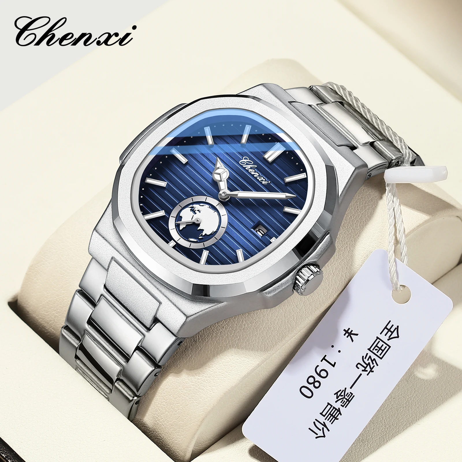 Cheng 612 Men Watches Luxury Earth pattern Man Quartz Watch Waterproof Luminous Date Stainless Wristwatch Boyfriend Clock