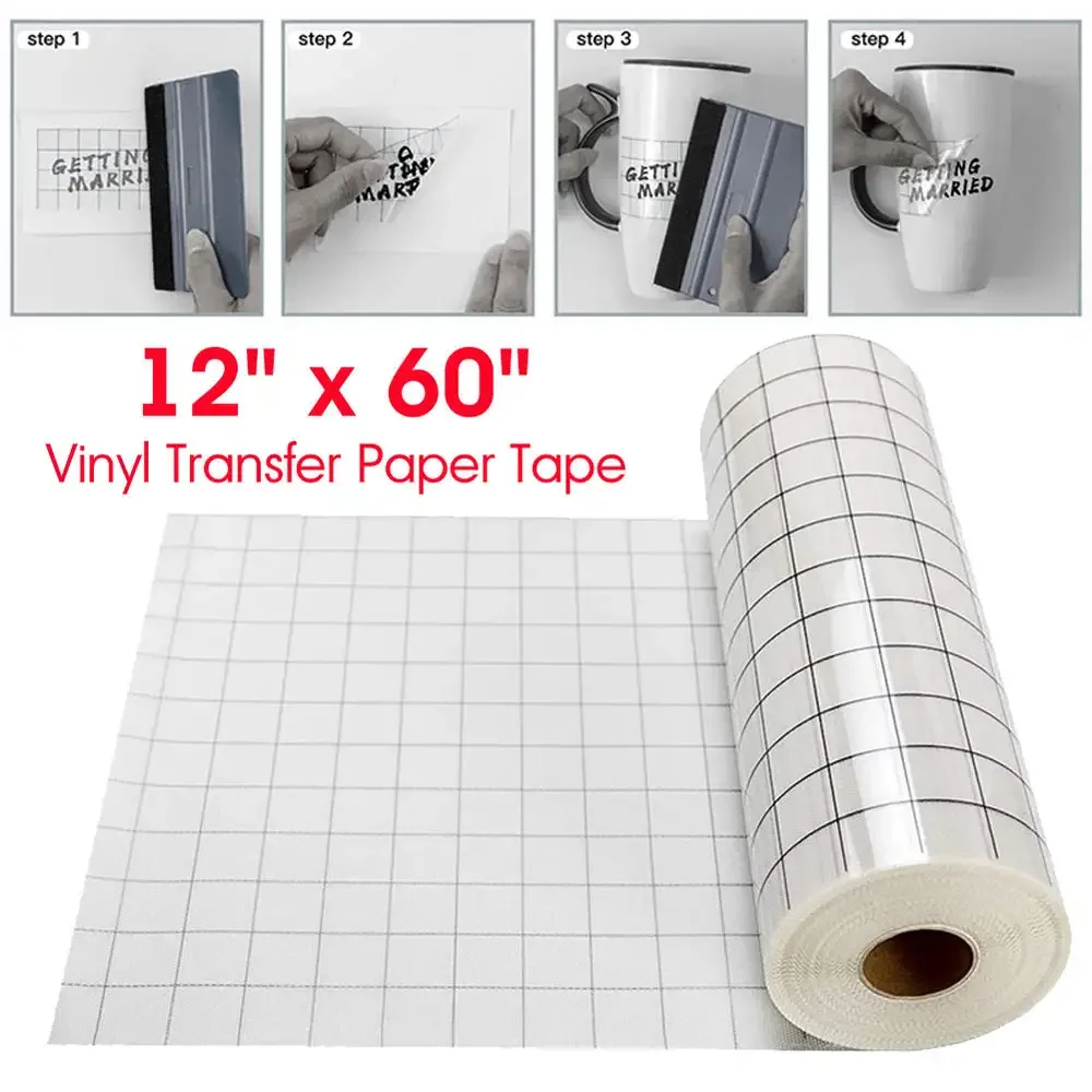 Vinyl Transfer Paper Tape Roll with Alignment Grid Application Tape for Silhouette Cameo Adhesive Vinyl for Decals Signs