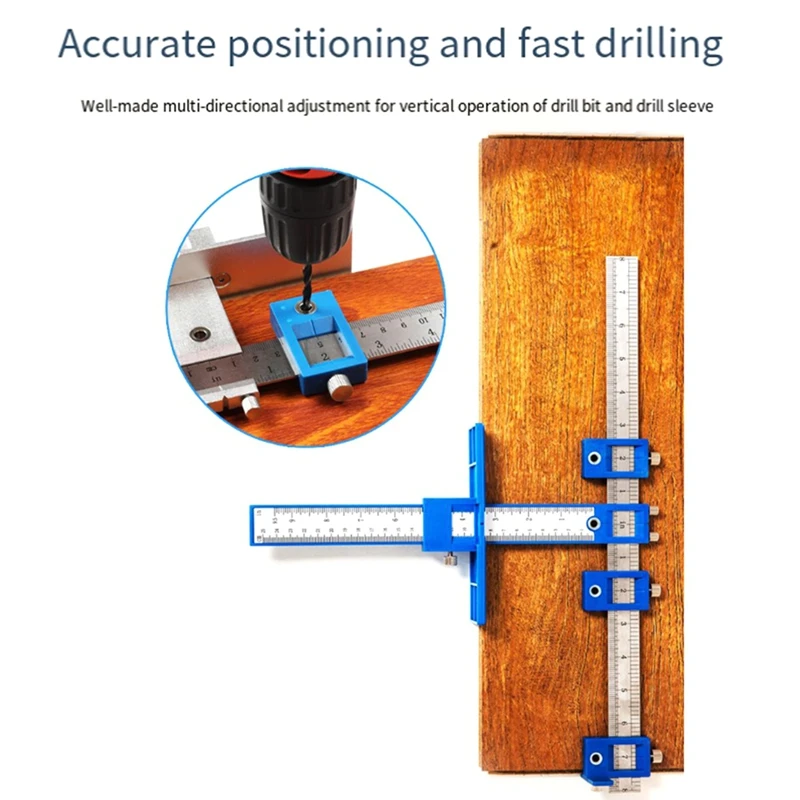 Localizzatore di punzoni per trapano per la lavorazione del legno Kit di maschere Guida per trapano Maniglia per armadio Manopola Modello Localizzatore Strumento per punzonatura per la lavorazione del legno