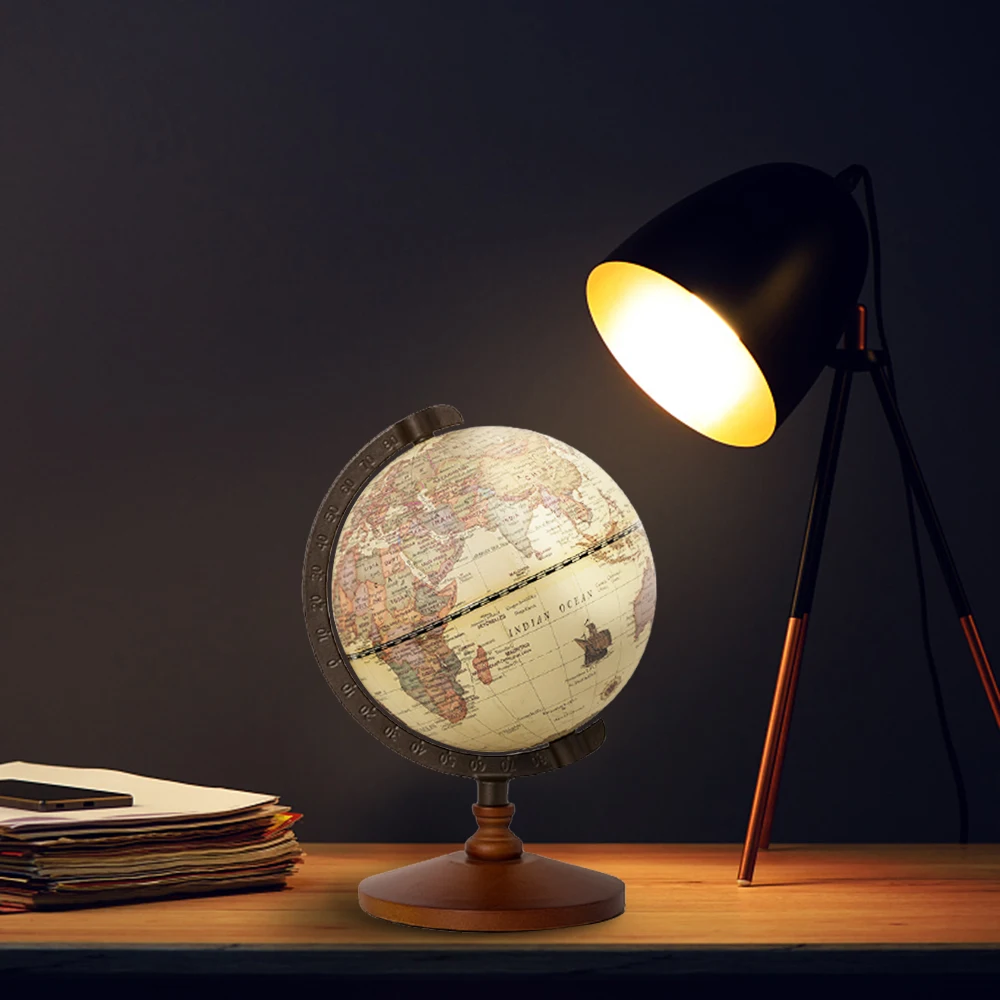World Globe Mapa Home Decor Accessories Globe Earth 5 Inch Vintage Wooden Globe Ornaments World Map Geography Office Desk Decor