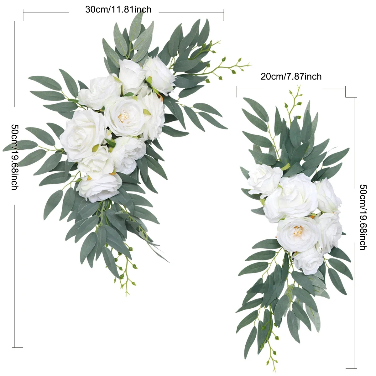 

2pcs Artificial Wedding Flowers Hanging Garland Welcome Sign Backdrop Party Decoration Arches Fake Flowers Window Display Floral