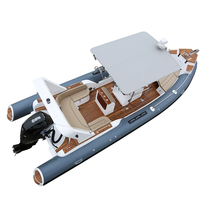 CE Certified 24.5ft 7m Inflatable Sport Rowing Boat With Outboard Motor Hypalon Fiberglass Hull For Fishing