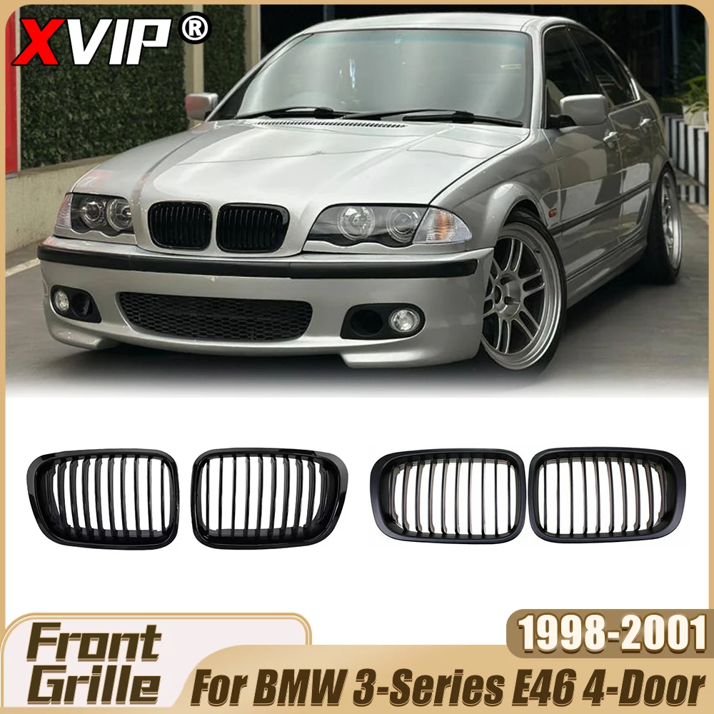 

Матовая черная решетка радиатора XVIP в стиле Single Line, глянцевая решетка бампера для BMW 3 серии E46 1998-2001, 4-дверные модели 320i, 325i, 330xi, 328i