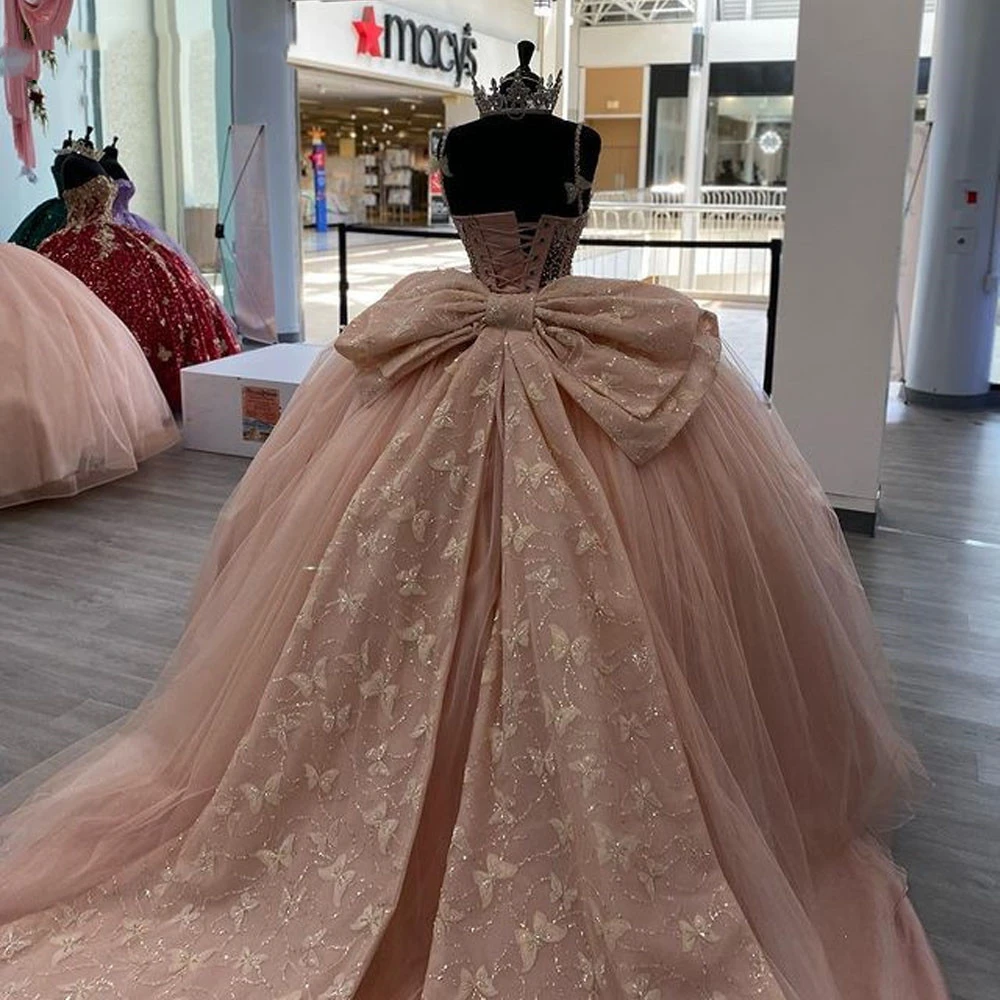 ANGELSBRIDEP vestido de baile de princesa lila con hombros descubiertos, vestidos de Quinceañera con lazo, apliques de cuentas, fiesta de cumpleaños