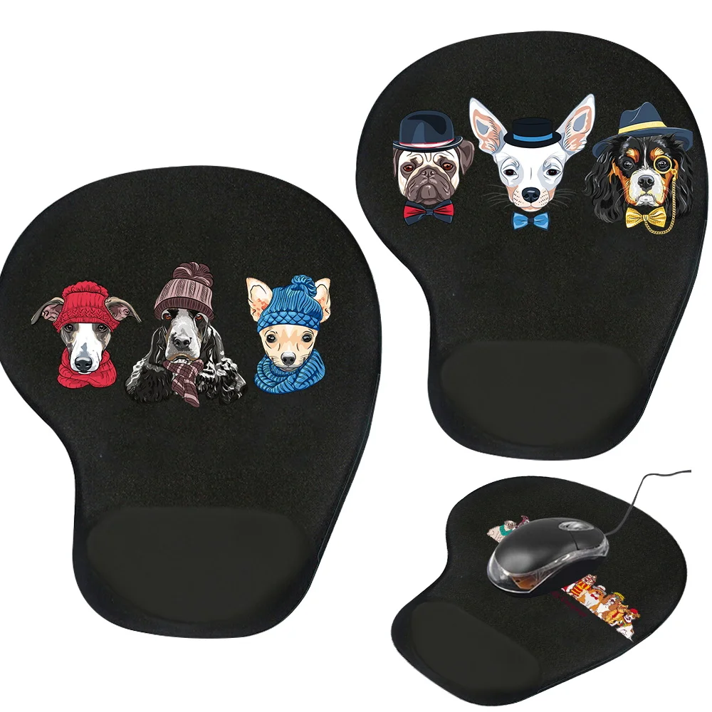 

Black Mouse Pad Non-Slip Base Wrist Rest Pad Cute Dog Series Ergonomic Mousepad for Typist Office Gaming PC Laptop