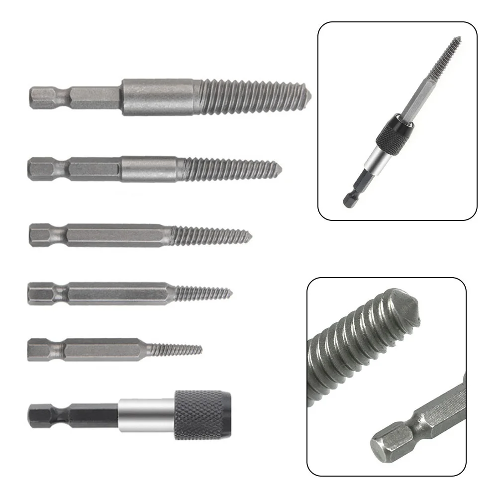 Hex Screw Extractor Kit Bolt Remover Set For Broken And Stripped Screws Long Lasting Carbon Steel Construction 6pcs