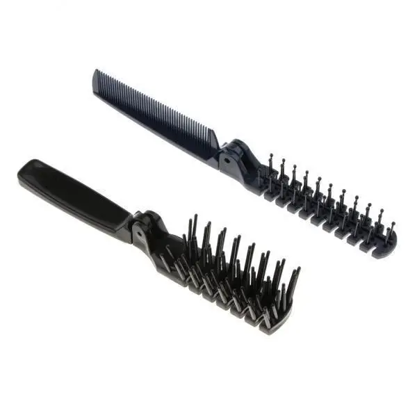 2-4pack 2x Plastic Dual Head Hair Brush Pocket Folding Antistatic Travel Comb