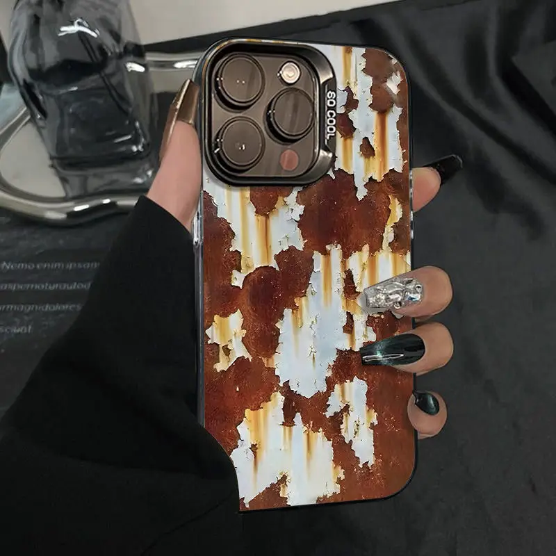 

Rust pattern creativity phone case for iPhone 16 15 14 13 12 11 Pro/ Max/Plus shock-proof rear cover anti-fingerprint