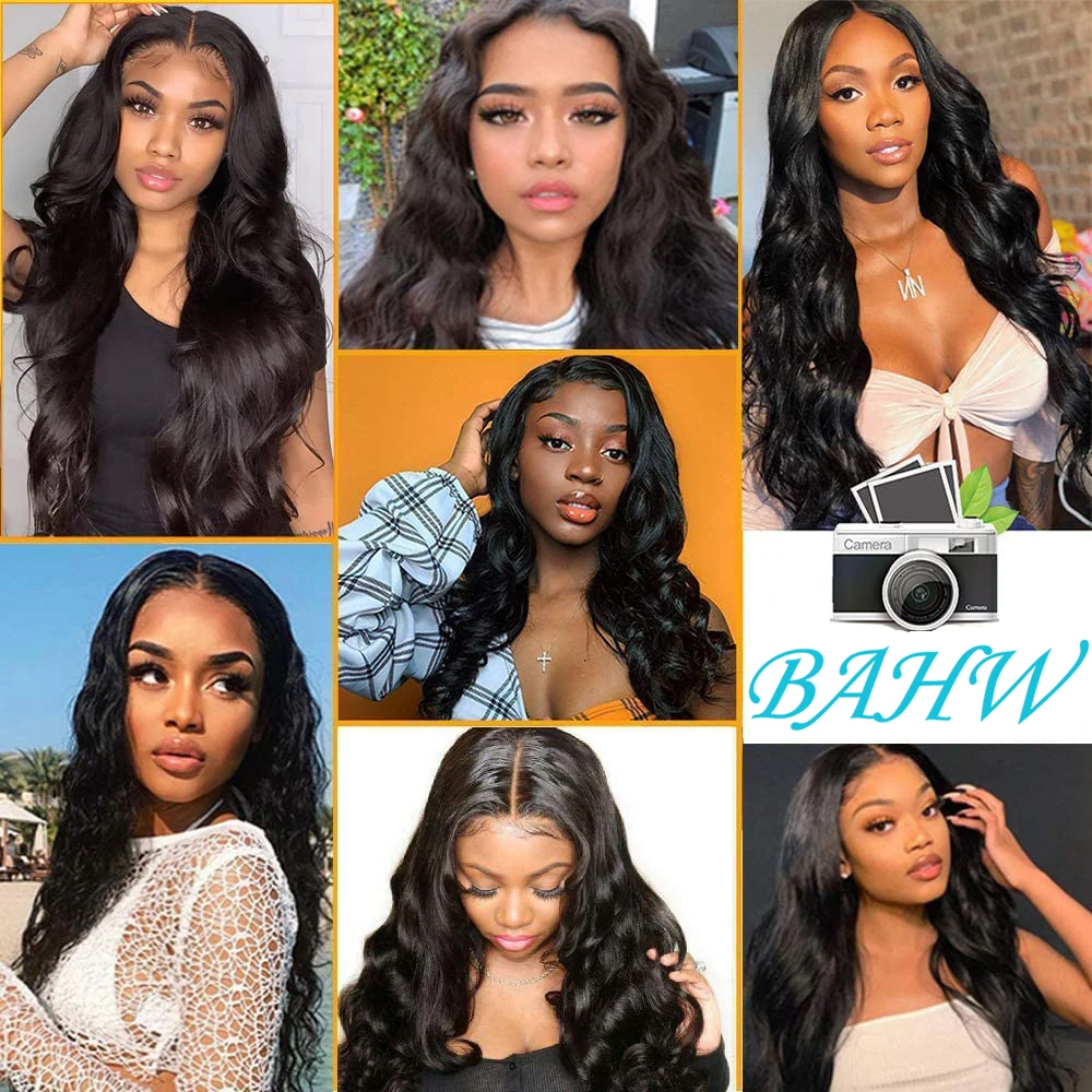 BAHW Hair Malezja Zestawy typu Body Wave z przednim 13x4 Body Wave Ludzkie włosy 3/4 Zestawy z przezroczystą koronką 13x4 z przodu