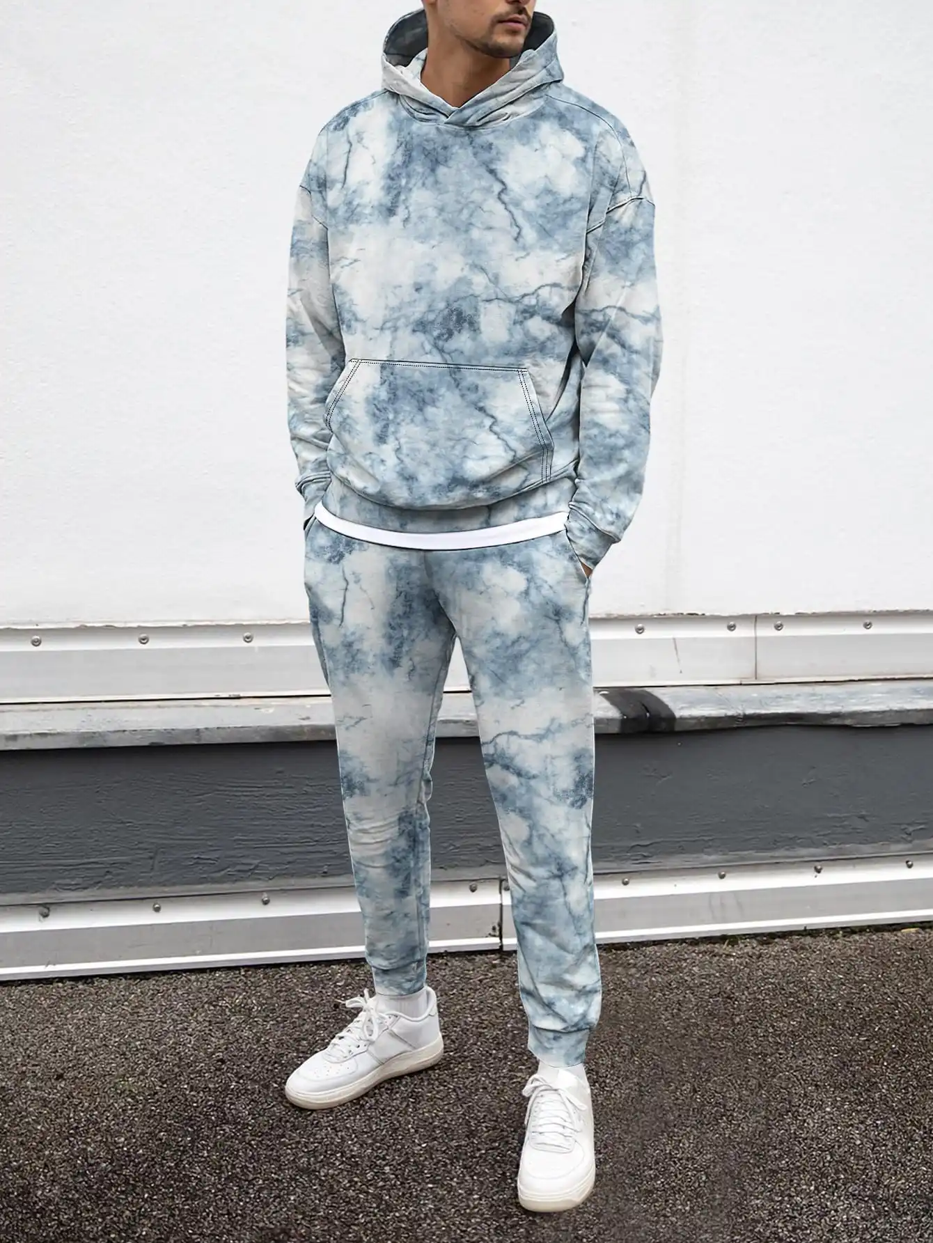 

Tie Dye Men Harajuku Style Tracksuit Hoodie Trouser 2Pc Sets Creative Art Design 3D Print Clothes Stylish Loose Fit Casual Wear