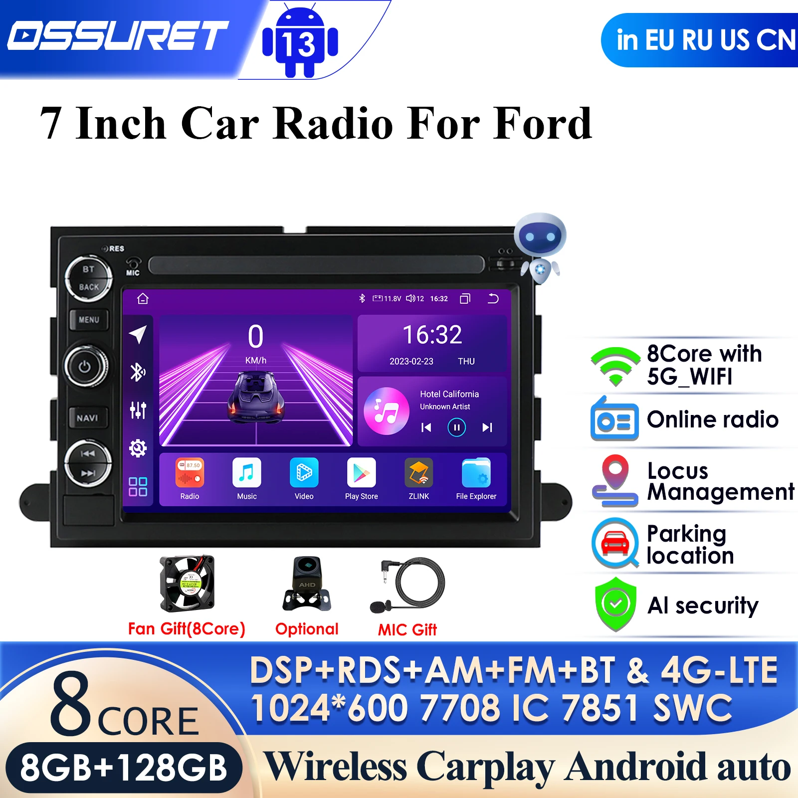 

2din Android Car Radio Multimedia Video Player for Ford F150 F250 F350 Mercury Lincoln Taurus Explorer GPS Carplay 4G Stereo RDS