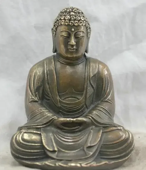 ymying Chinese Folk Culture Handmade Brass Bronze Statue Sakyamuni Buddha Sculpture