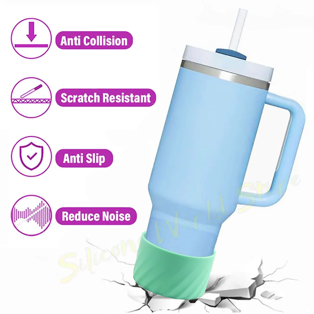 SW 2PCS 7.0CM Water Cup Silicone Boots Thermos Protective Cover Silica Gel Bottom Sleeve Anti-Slip Scratch-resistant for Stanley - view 5
