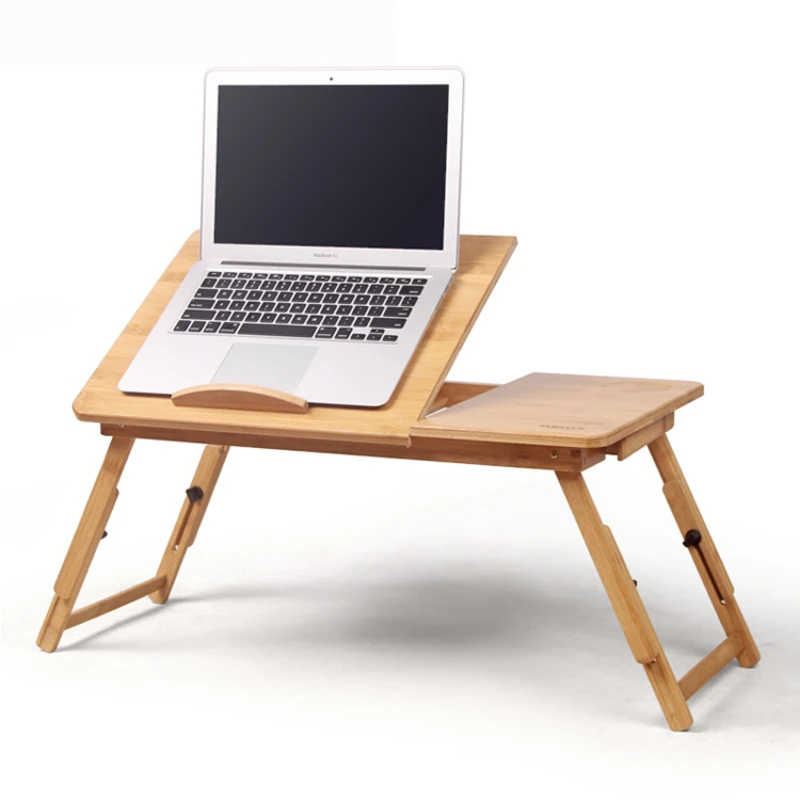 Factory price portable bamboo folding multifunction laptop Tablet PC stand table with fan