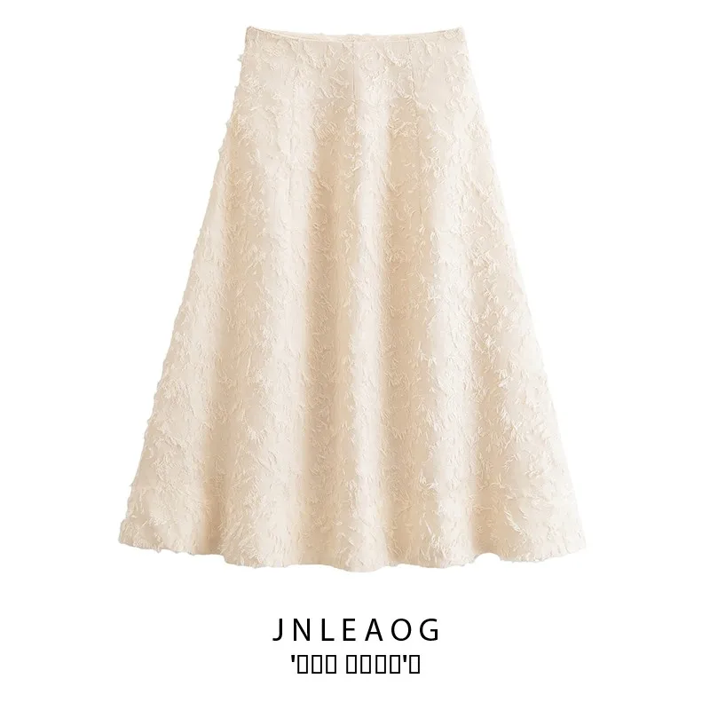 Faionable شرابة تقليم مظلة تنورة ميدي تنورة البوليستر النسيج عادية Sle المرأة منتصف الخصر الوقوف صالح الخريف جديد Arr...