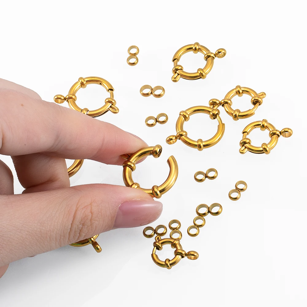 4 قطعة الفولاذ المقاوم للصدأ الربيع المشابك جولة سوار بقفل موصلات ل عقد دي اي واي صنع المجوهرات اكسسوارات 10 12 14 16 18 مللي متر
