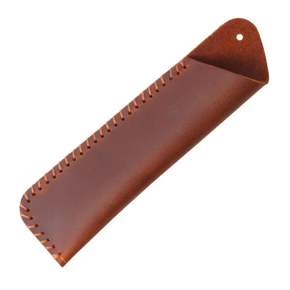 Handmade Cowhide Pencil Case Vintage Leather High-end Leather Pen Bag DIY Pencil Holder Pen Protective Bag Crafts