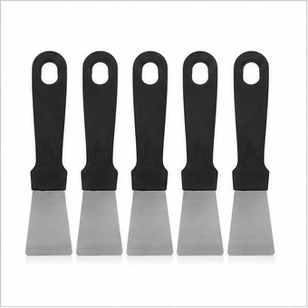 5Pcs Ergonomic Stainless Steel Cleaning Spatula for Kitchen Hood Freezer Defrosting Ice Scraping Stovetop Grill Pan and